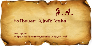 Hofbauer Ajnácska névjegykártya